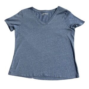 American Giant Classic Cotton V-Neck Women's Blue Short Sleeve T-Shirt Large USA